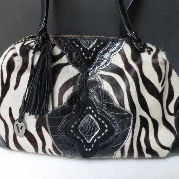 VANESSA ZEBRA PRINT REAL PONY HIDE PURSE - Picture 1 of 11